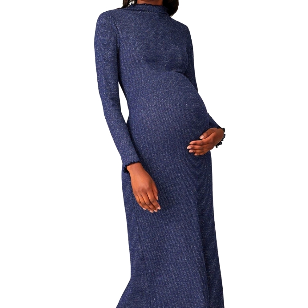 Rachel Pally Metallic Rib MARA Maternity Dress - Navy Blue